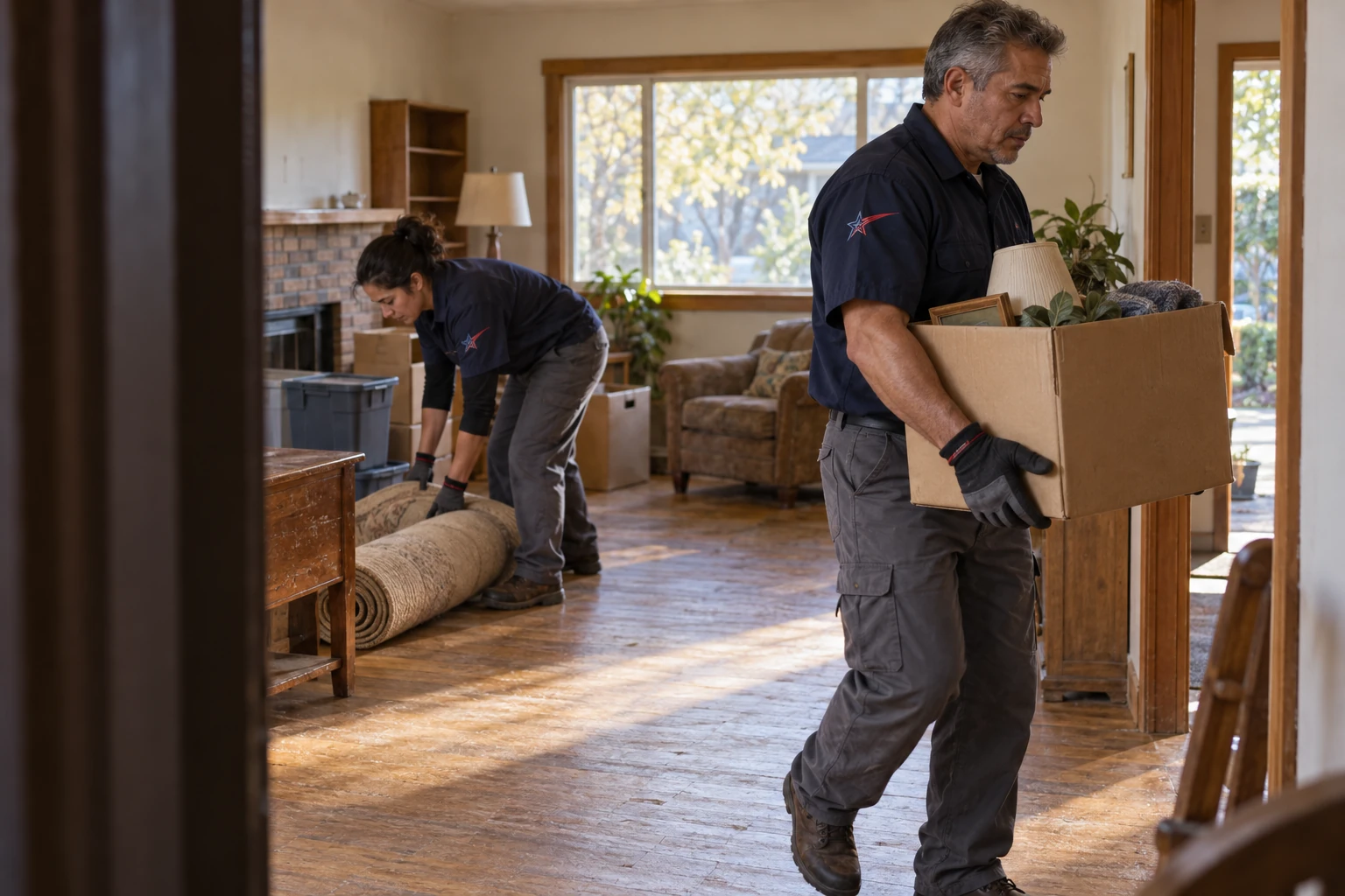 Property cleanout service illustration of furniture being cleared from a home
